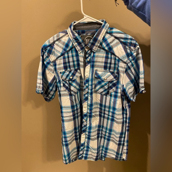 Blue and white BKE button up - Picture 1 of 3
